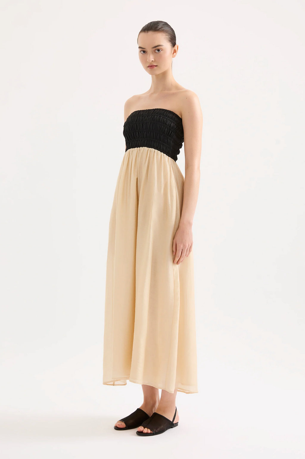 FRANCES SHIRRED MAXI DRESS | CHAMOMILE SPLICE