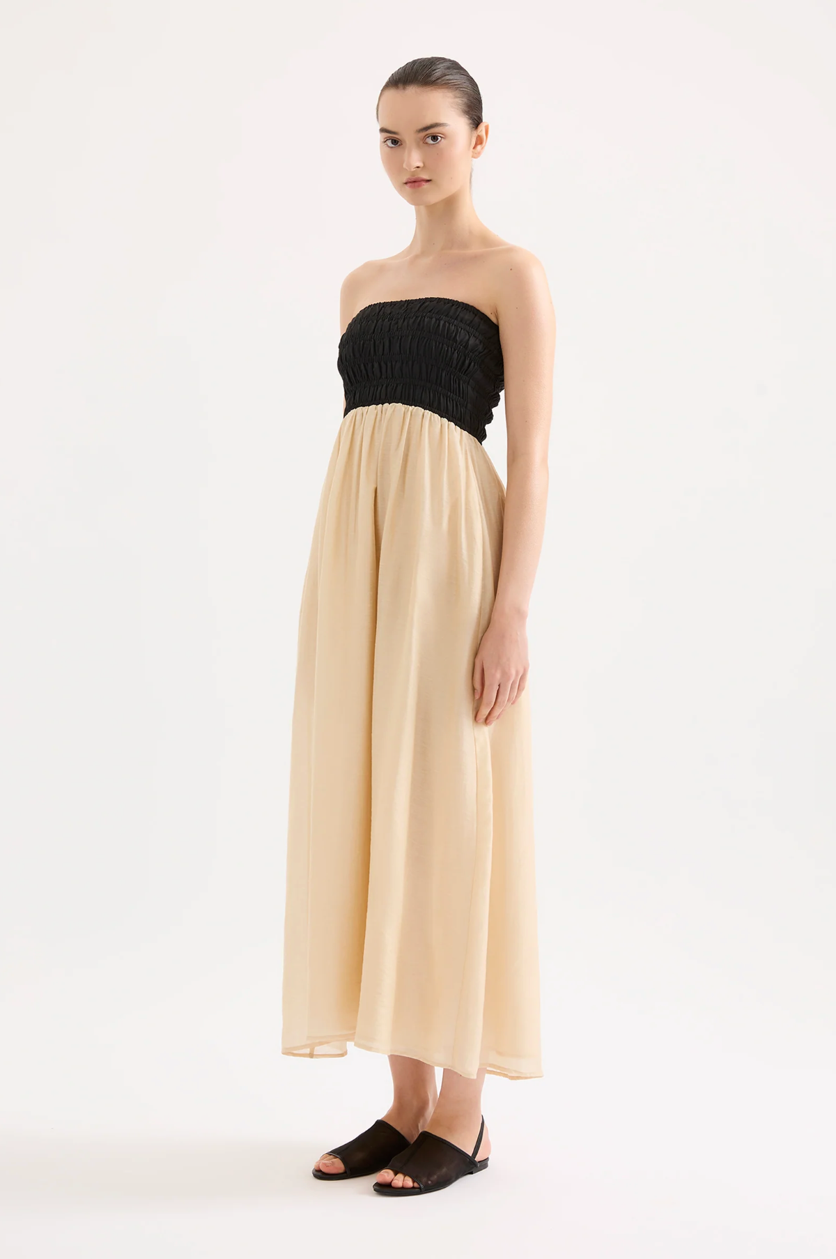 FRANCES SHIRRED MAXI DRESS | CHAMOMILE SPLICE