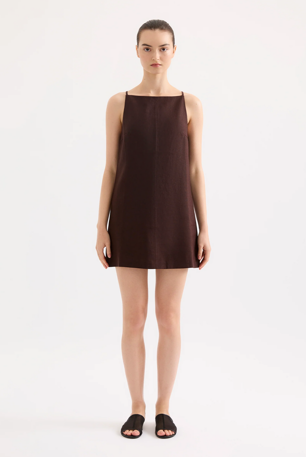 MIA LINEN MINI DRESS | RAISIN