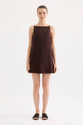 MIA LINEN MINI DRESS | RAISIN