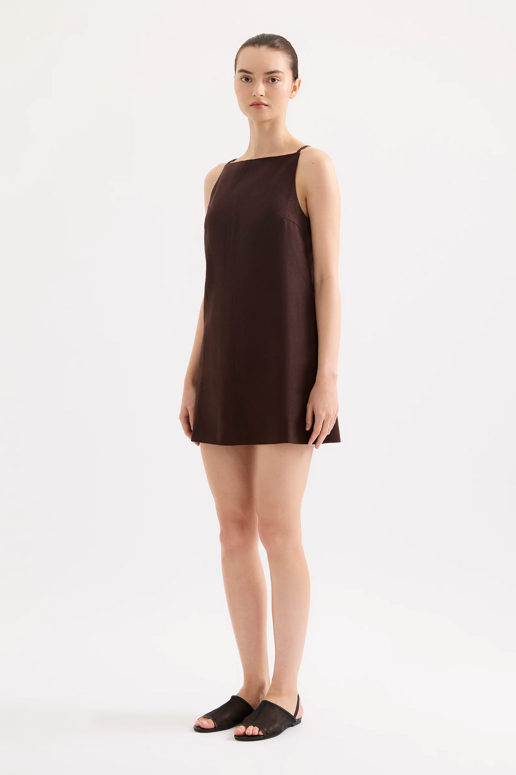 MIA LINEN MINI DRESS | RAISIN