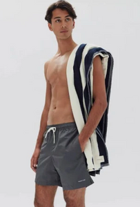 COTTON STRIPE BEACH TOWEL | TRUE NAVY / CREAM