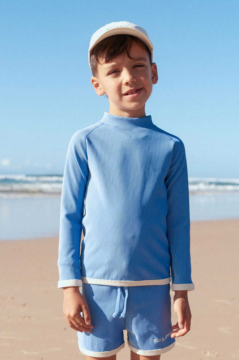 MINI STRIPE RIB SURF SHORTS | BLUE
