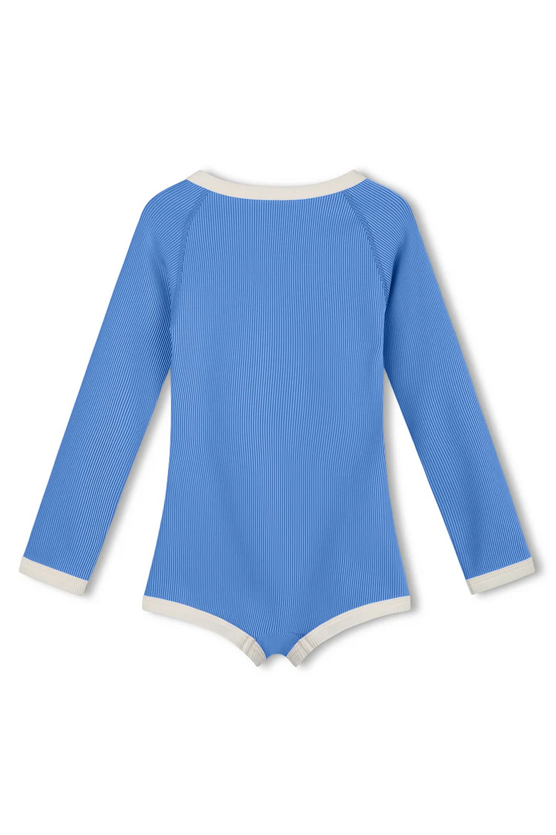 MINI STRIPE RIB RASHIE ONESIE | BLUE