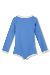 MINI STRIPE RIB RASHIE ONESIE | BLUE