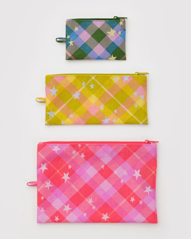 FLAT POUCH SET | STAR PLAID