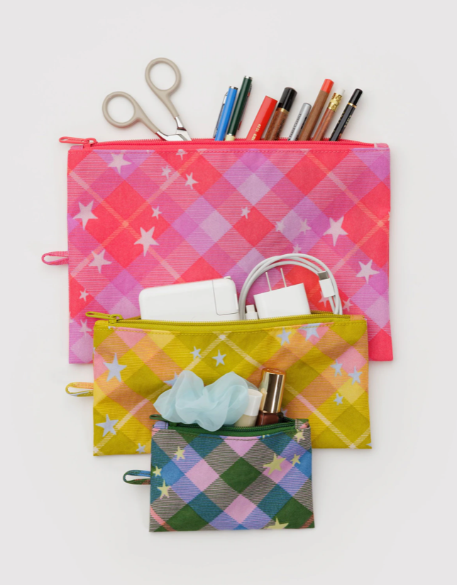 FLAT POUCH SET | STAR PLAID
