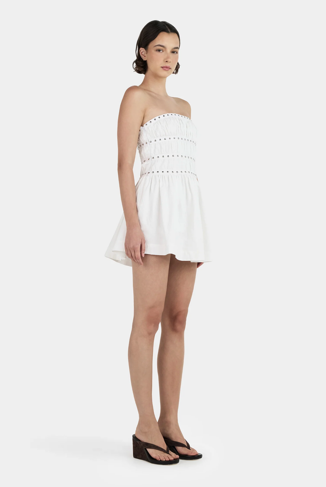 JENNY STUDDED MINI DRESS | IVORY
