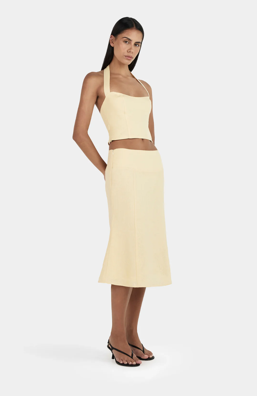 BAMBI LINEN SKIRT | LEMON