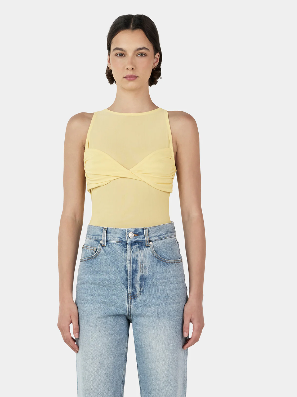 HALSEY MESH TOP | LEMON