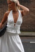 TABBY STUDED MIDI SKIRT | IVORY