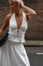TABBY STUDED MIDI SKIRT | IVORY
