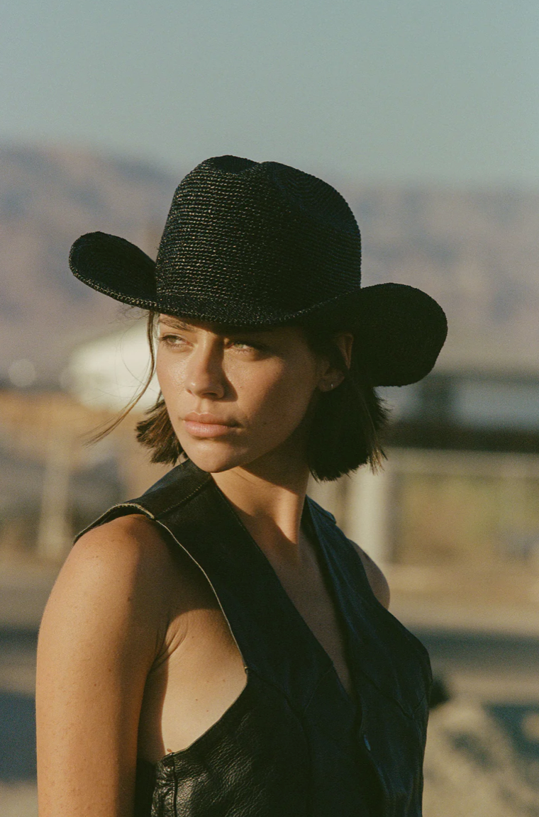 RAFFIA COWBOY HAT | NOIR