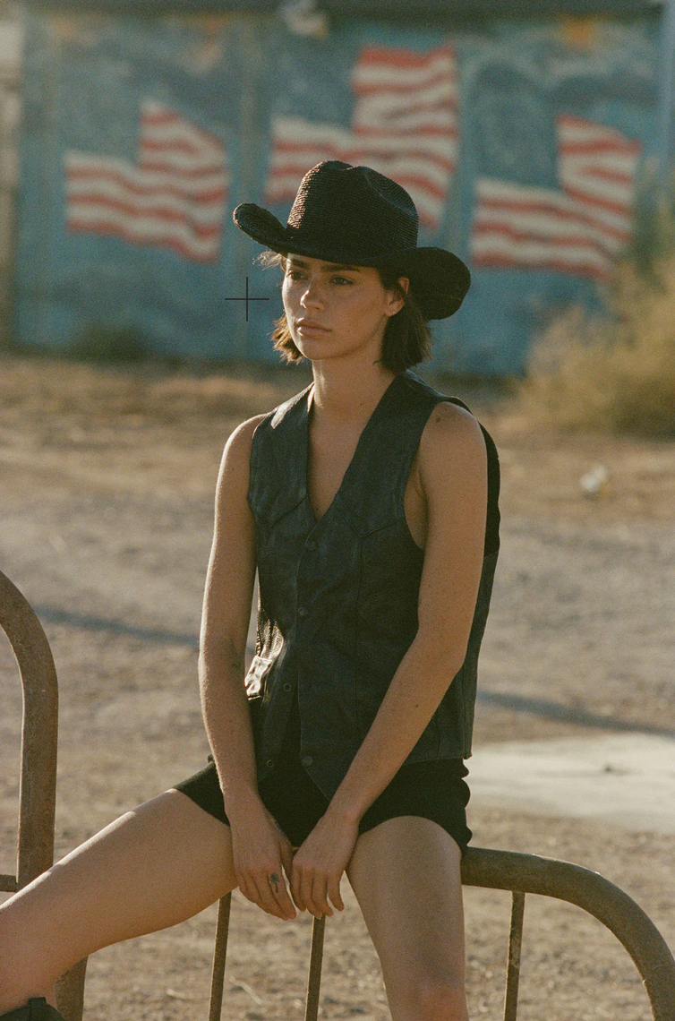 RAFFIA COWBOY HAT | NOIR