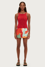 COTTON SILK SHORT | RED FLORAL