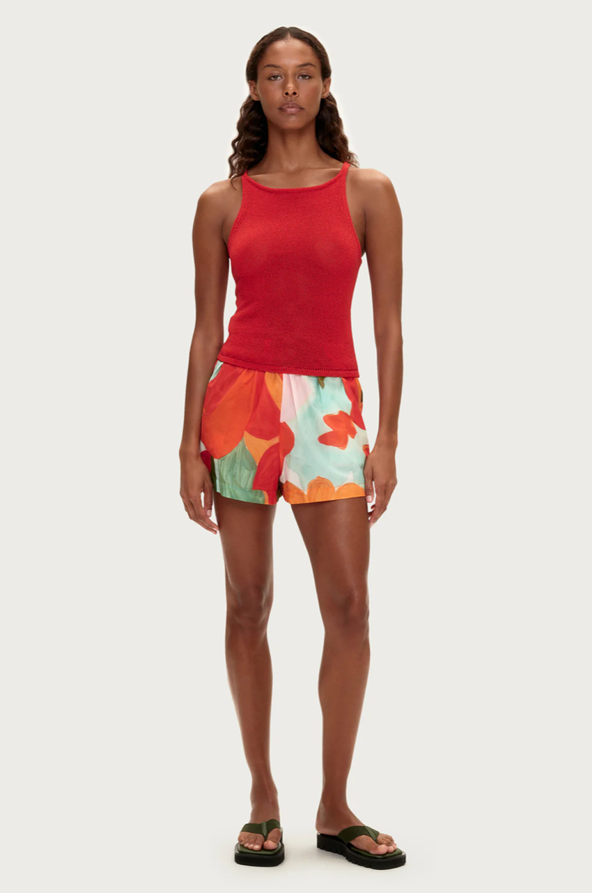 COTTON SILK SHORT | RED FLORAL