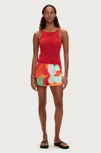 COTTON SILK SHORT | RED FLORAL