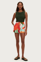 COTTON SILK SHORT | RED FLORAL