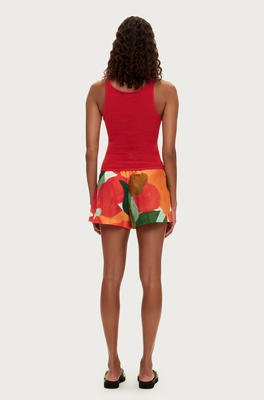 COTTON SILK SHORT | RED FLORAL