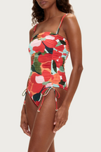 GATHERED ONE PIECE | RED FLORAL