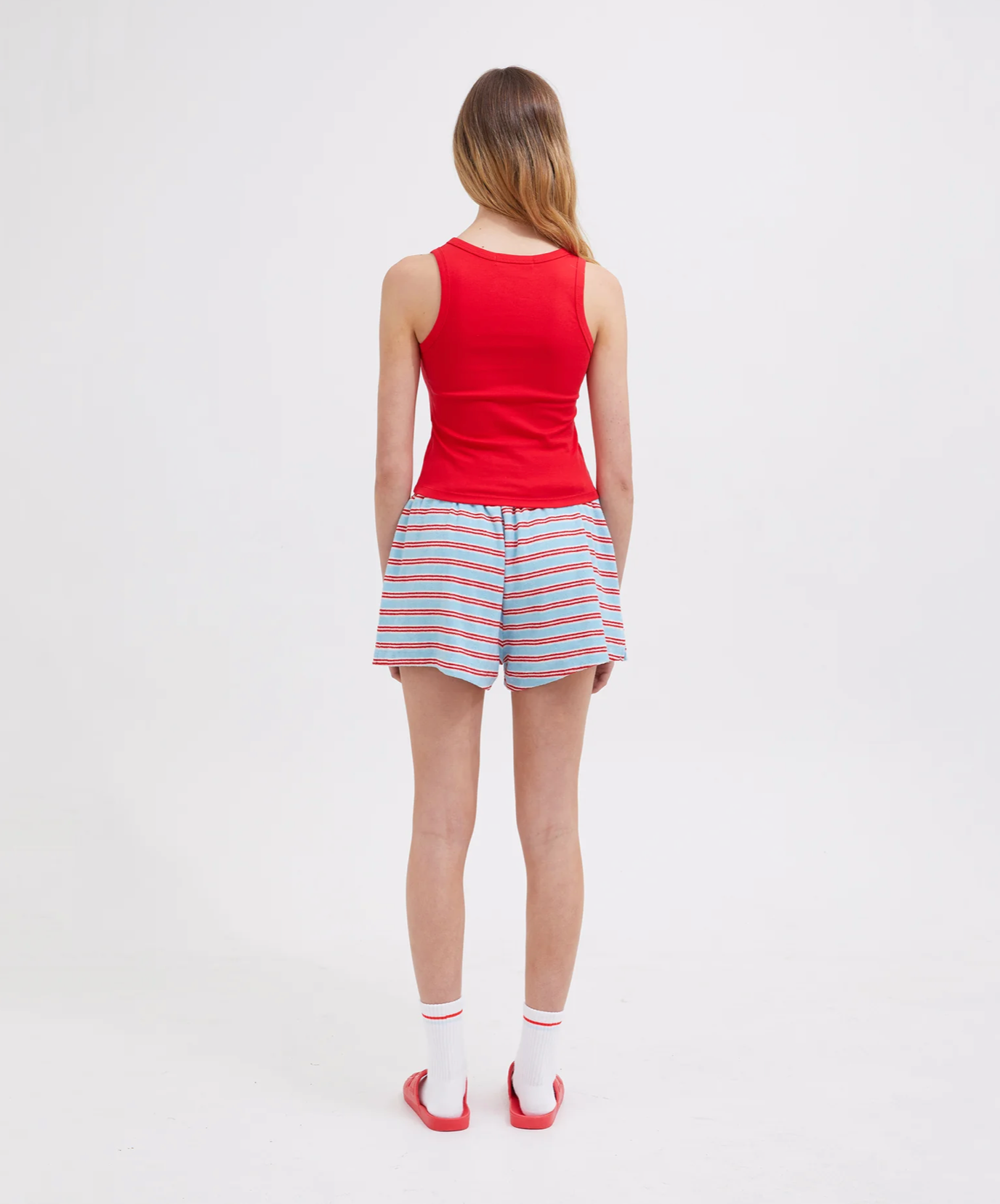 TERRY SHORTS | BLUE/RED STRIPE