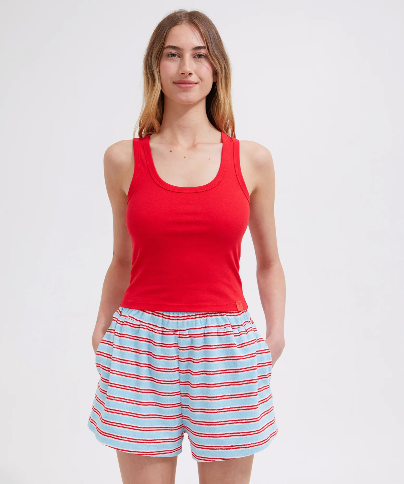 TERRY SHORTS | BLUE/RED STRIPE