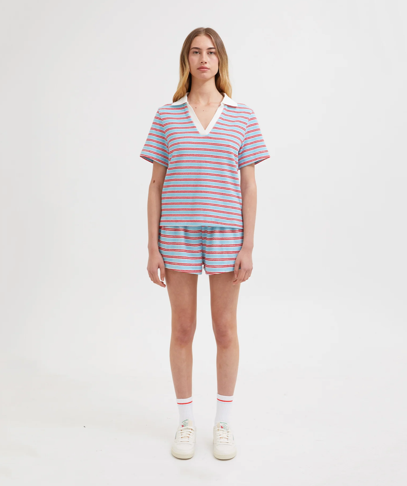 TERRY SHORTS | BLUE/RED STRIPE