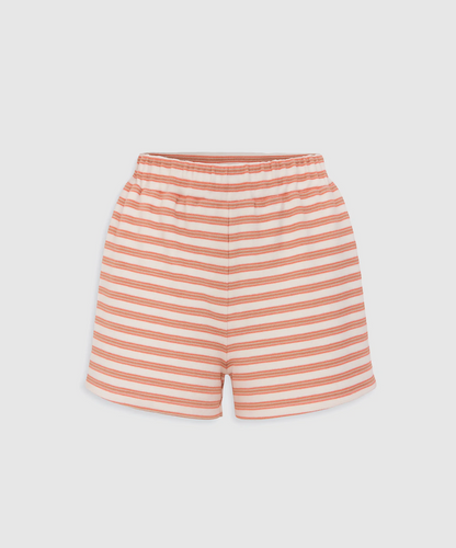 TERRY SHORTS | CORAL/WHITE STRIPE