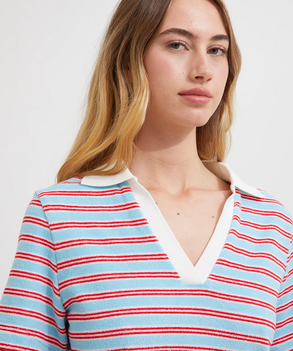 TERRY POLO | BLUE/RED STRIPE