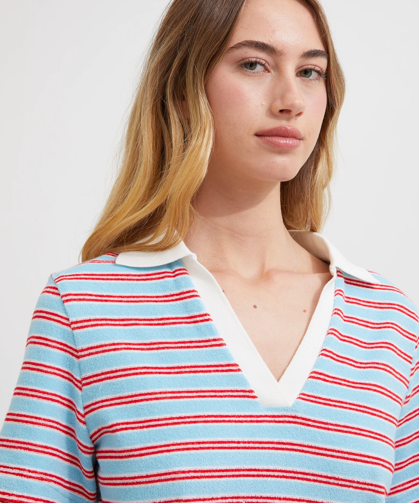 TERRY POLO | BLUE/RED STRIPE