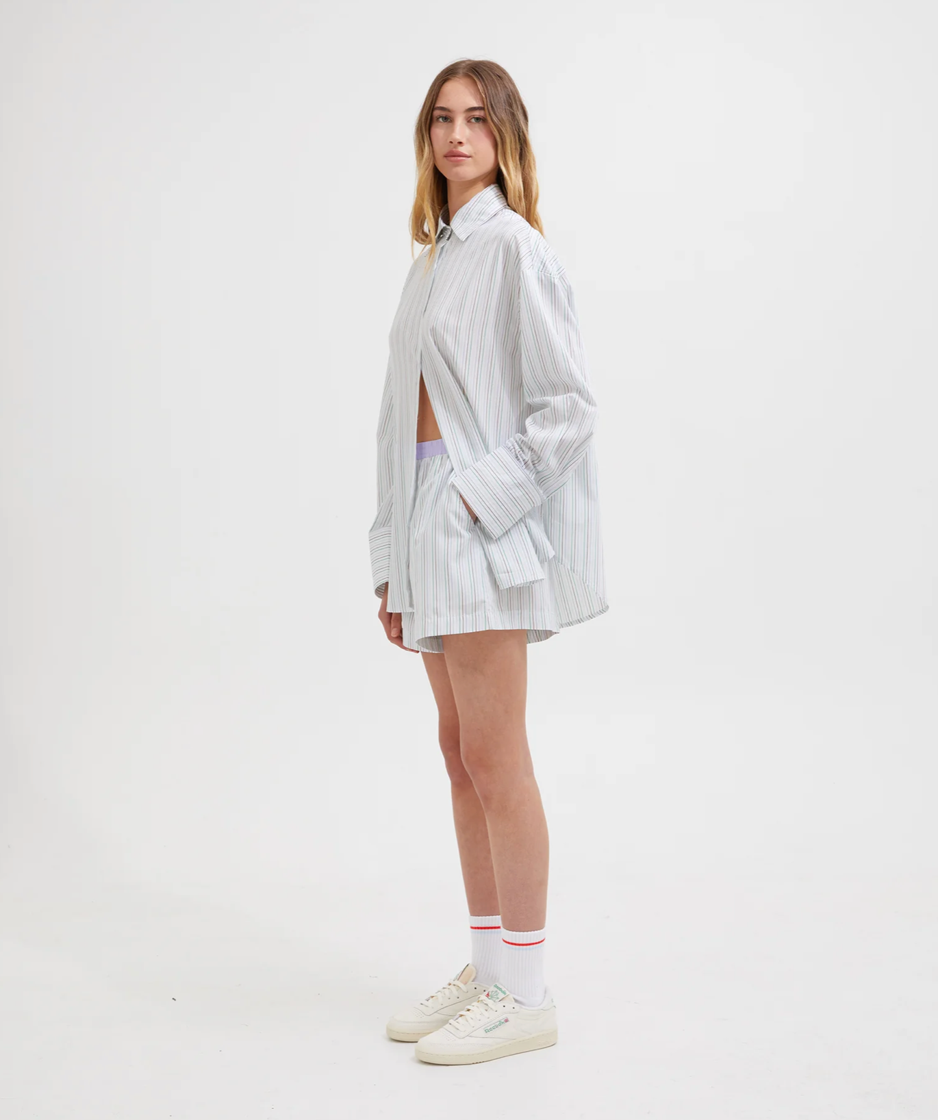 MULTI TENCEL LOUNGE SHORT | PURPLE MULTI STRIPE