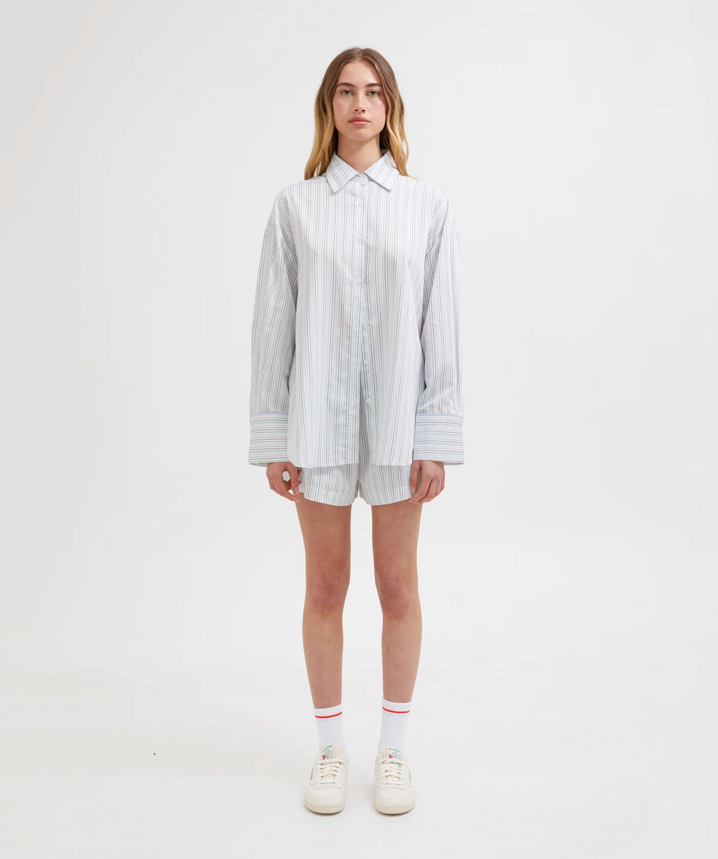 MULTI TENCEL LOUNGE SHORT | PURPLE MULTI STRIPE