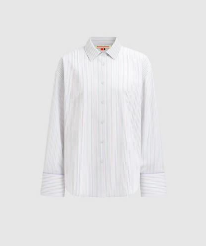 MULTI TENCEL LOUNGE SHIRT | LILAC MULTI STRIPE