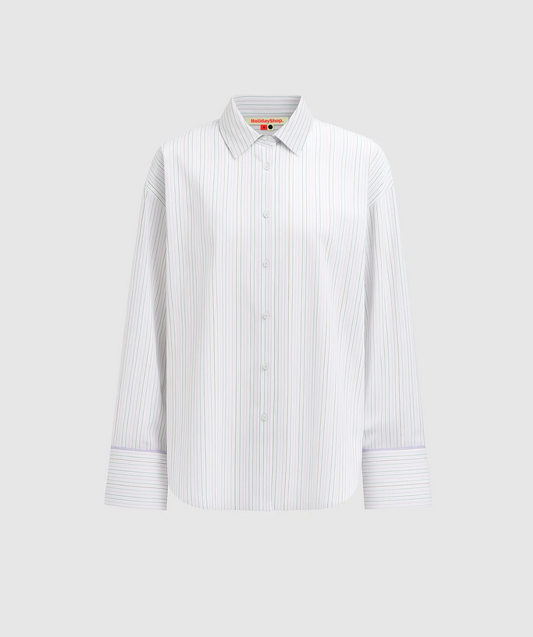 MULTI TENCEL LOUNGE SHIRT | LILAC MULTI STRIPE