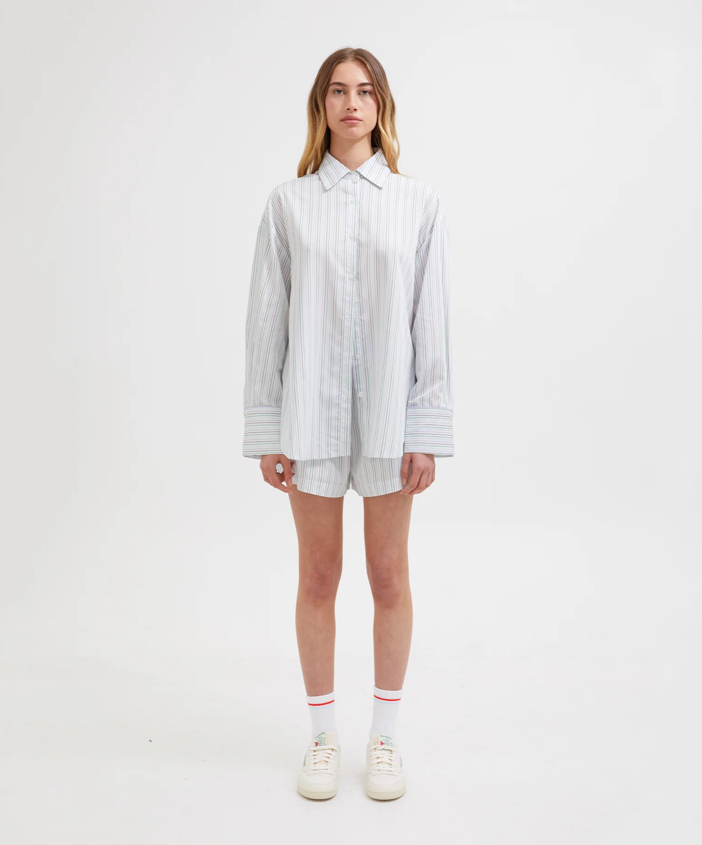 MULTI TENCEL LOUNGE SHIRT | LILAC MULTI STRIPE