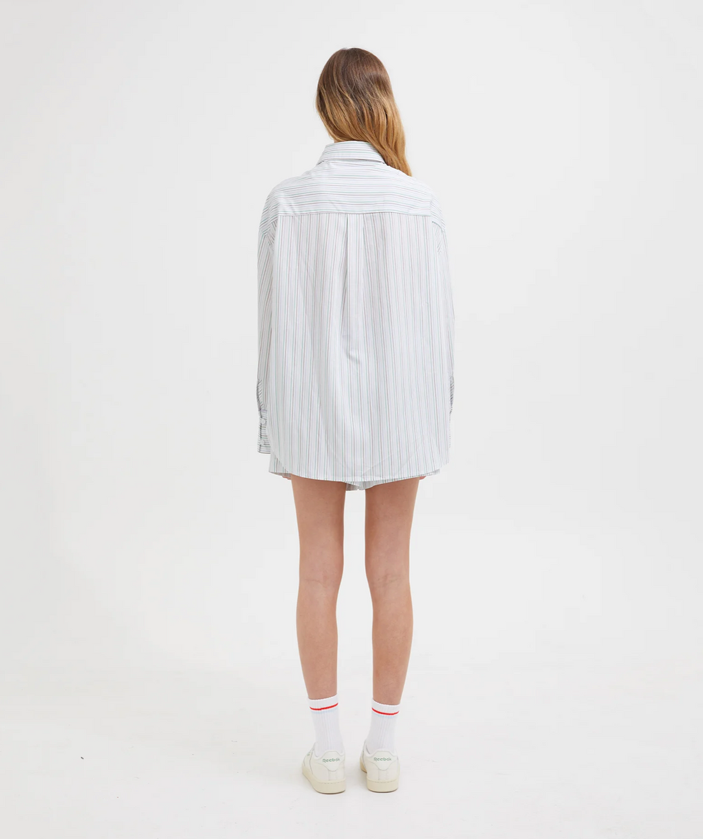 MULTI TENCEL LOUNGE SHIRT | LILAC MULTI STRIPE