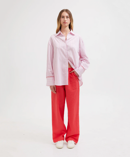 MULTI TENCEL LOUNGE SHIRT | PINK MULITI STRIPE