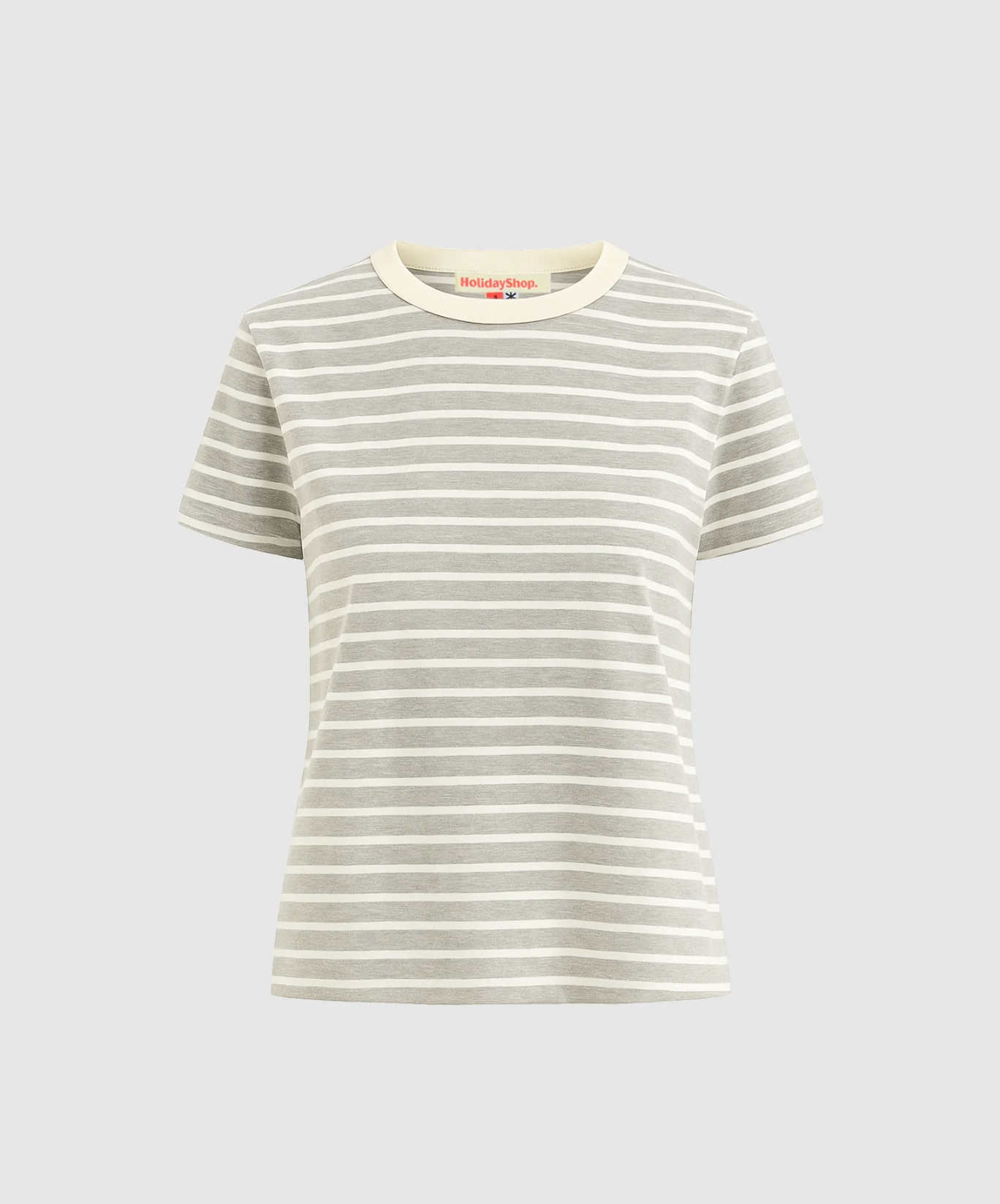 STRIPED STANDARD TEE | STRIPED GREY/BUTTER