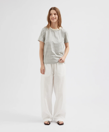 STRIPED STANDARD TEE | STRIPED GREY/BUTTER