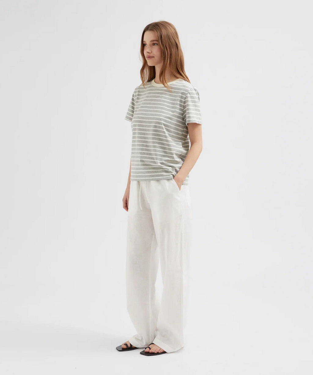 STRIPED STANDARD TEE | STRIPED GREY/BUTTER