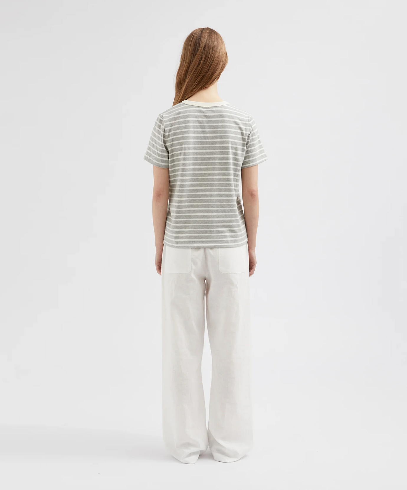STRIPED STANDARD TEE | STRIPED GREY/BUTTER