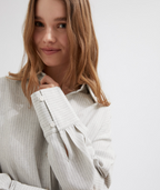 STRIPED LOUNGE LINEN SHIRT | WHITE STRIPE
