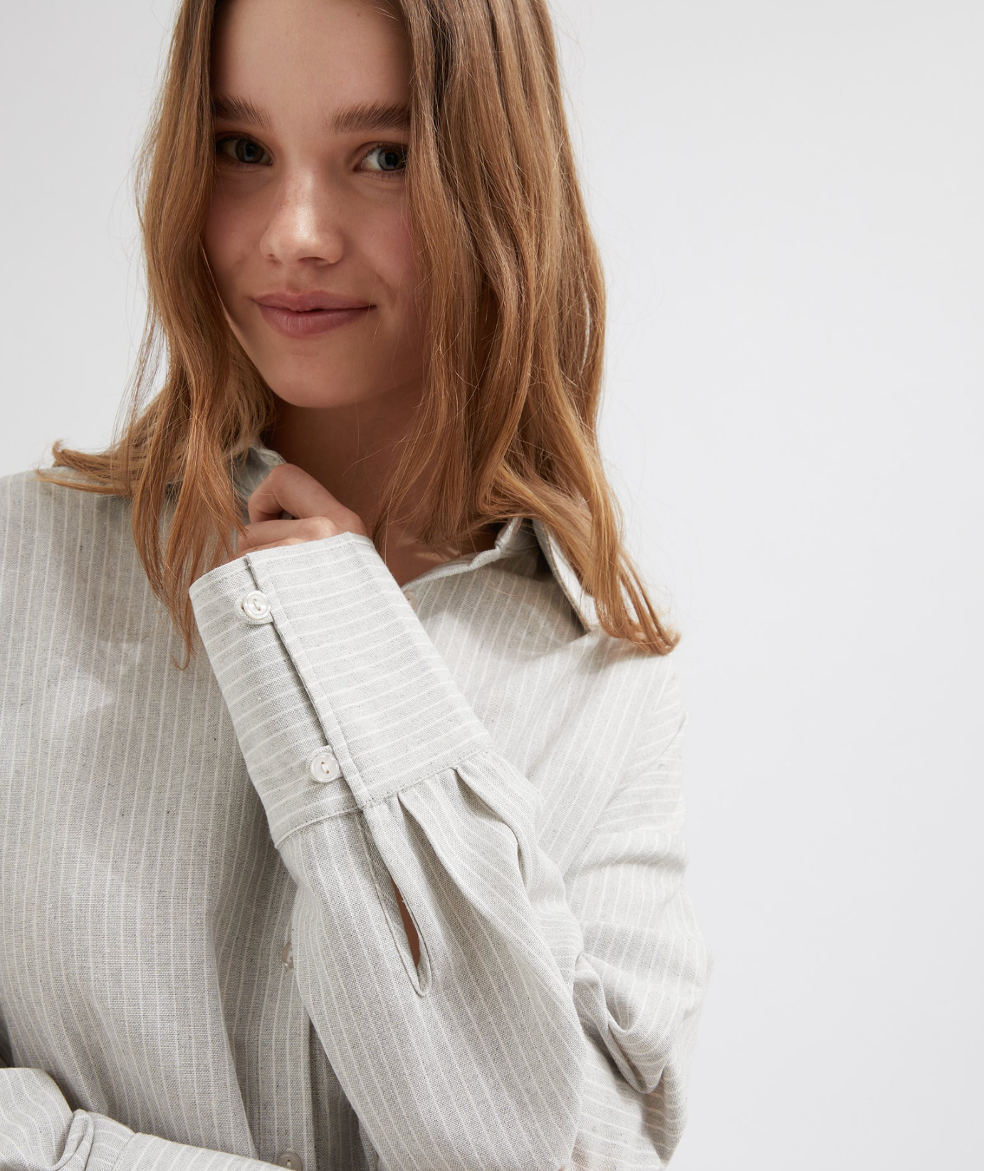 STRIPED LOUNGE LINEN SHIRT | WHITE STRIPE