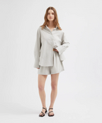 STRIPED LOUNGE LINEN SHIRT | WHITE STRIPE