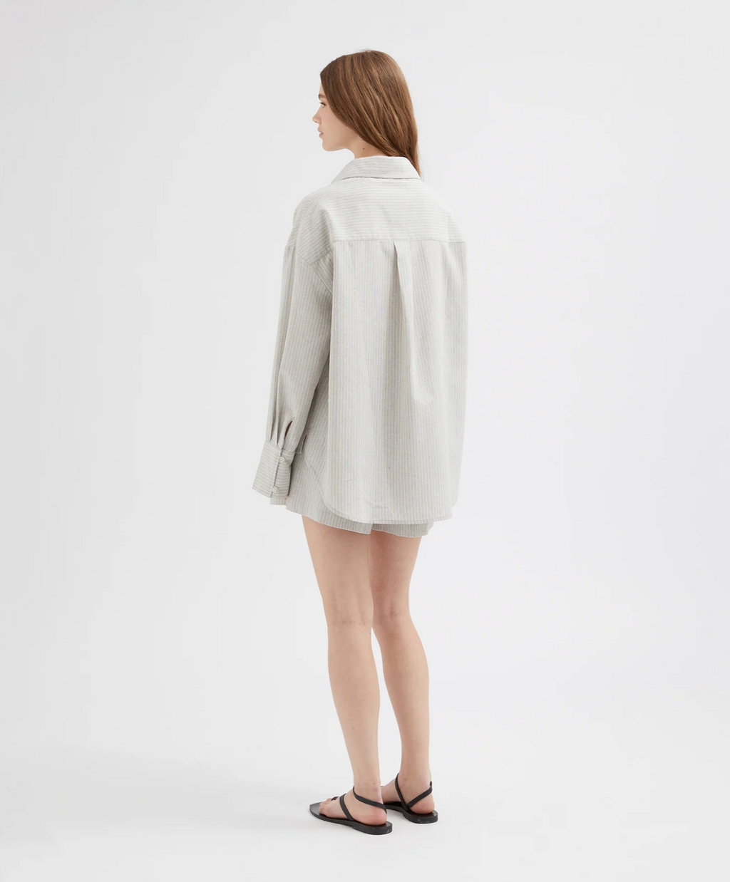 STRIPED LOUNGE LINEN SHIRT | WHITE STRIPE