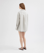 STRIPED LOUNGE LINEN SHIRT | WHITE STRIPE