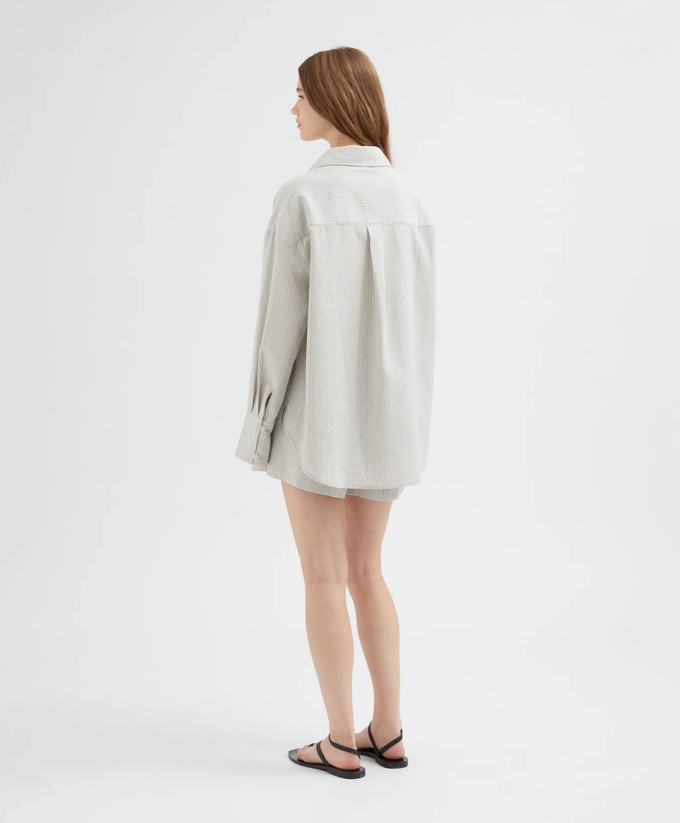 STRIPED LOUNGE LINEN SHIRT | WHITE STRIPE