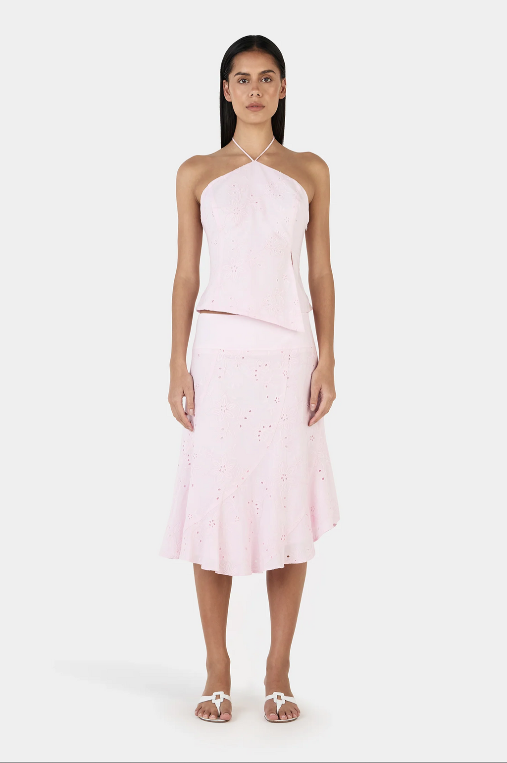 JASMINE MIDI SKIRT | BABY PINK ANGLAISE