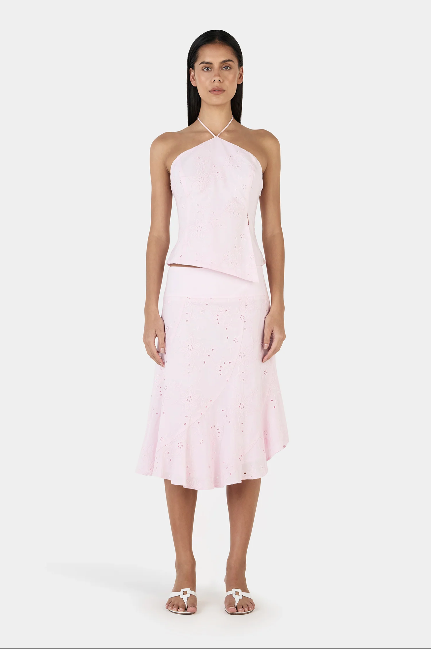 JASMINE MIDI SKIRT | BABY PINK ANGLAISE