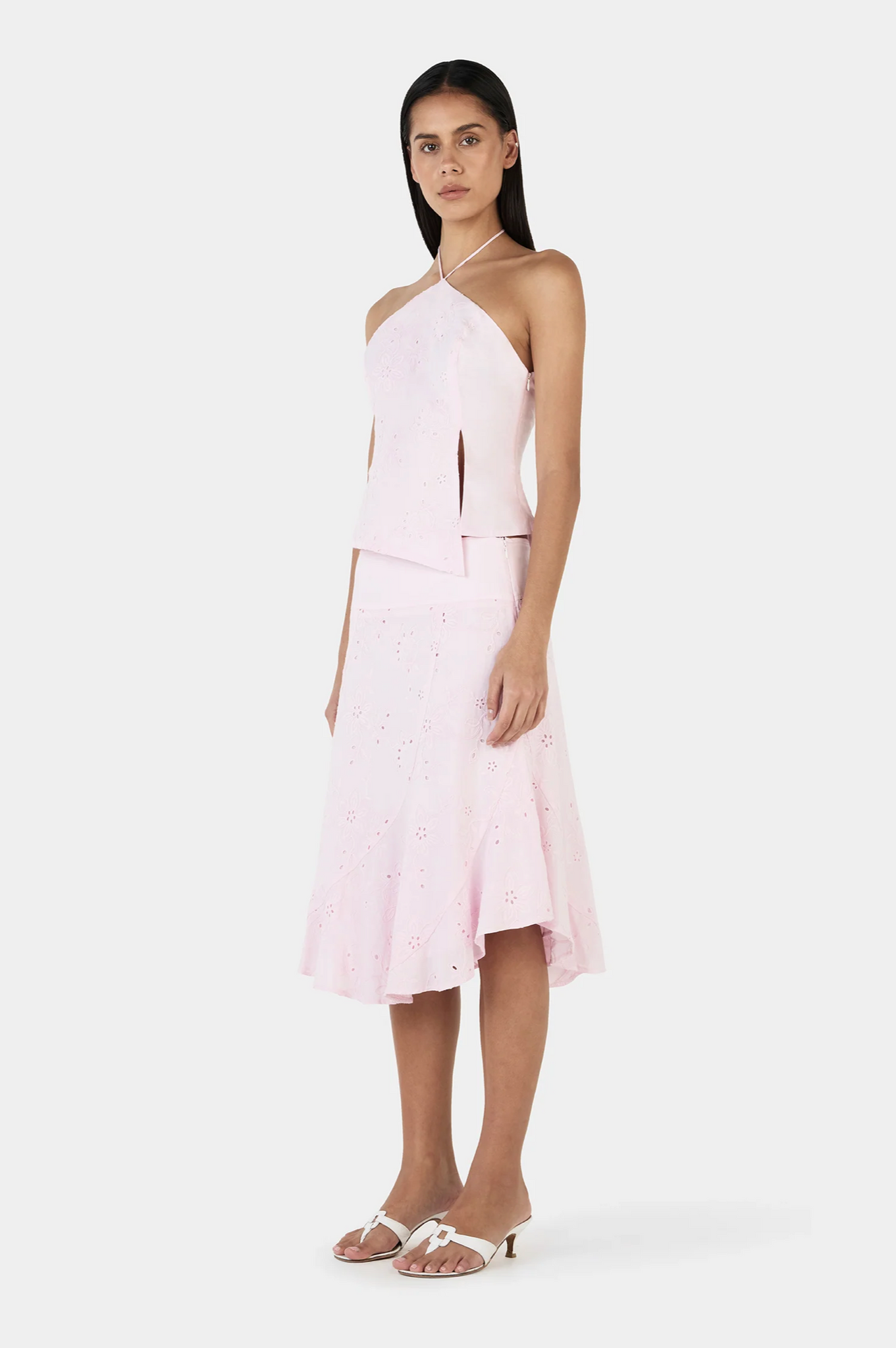 JASMINE MIDI SKIRT | BABY PINK ANGLAISE